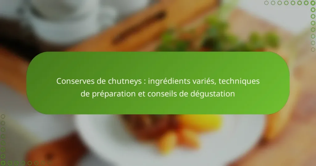 Conserves de chutneys : ingrédients variés, techniques de préparation et conseils de dégustation