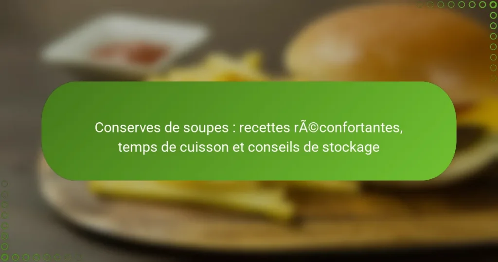 Conserves de soupes : recettes réconfortantes, temps de cuisson et conseils de stockage