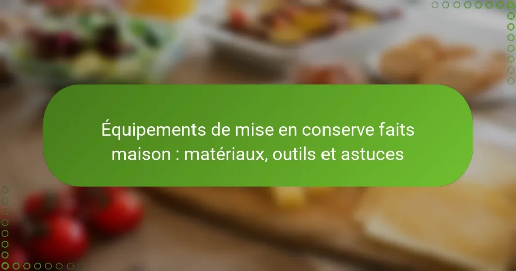 Équipements de mise en conserve faits maison : matériaux, outils et astuces