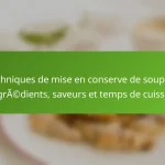 Techniques de mise en conserve de soupes : ingrédients, saveurs et temps de cuisson