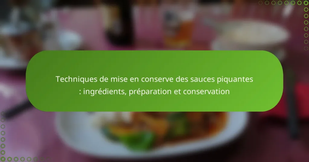 Techniques de mise en conserve des sauces piquantes : ingrédients, préparation et conservation