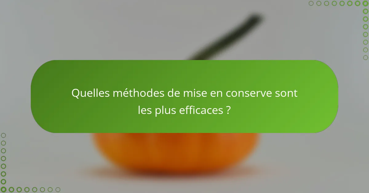 Quelles méthodes de mise en conserve sont les plus efficaces ?