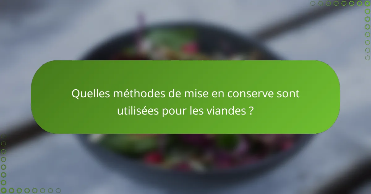 Quelles méthodes de mise en conserve sont utilisées pour les viandes ?