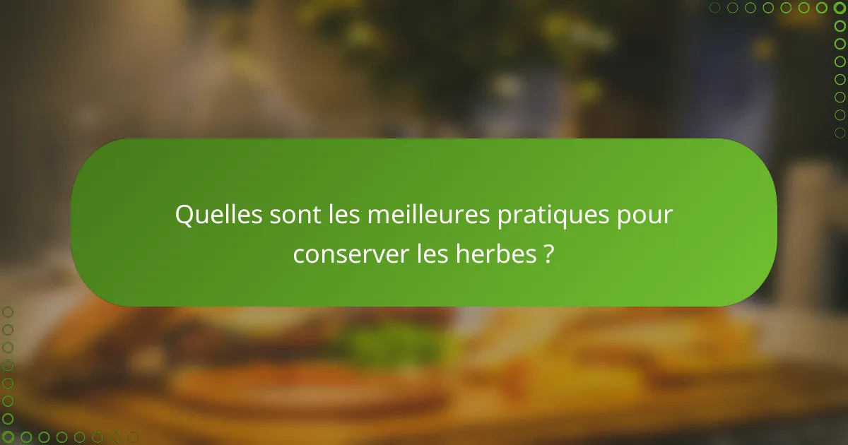 Quelles sont les meilleures pratiques pour conserver les herbes ?