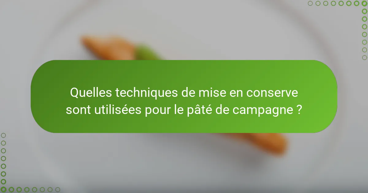 Quelles techniques de mise en conserve sont utilisées pour le pâté de campagne ?