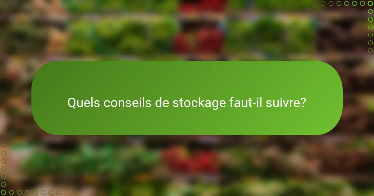 Quels conseils de stockage faut-il suivre?