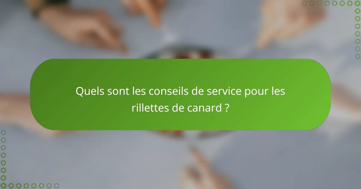 Quels sont les conseils de service pour les rillettes de canard ?