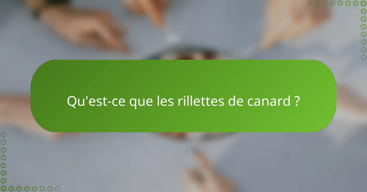 Qu'est-ce que les rillettes de canard ?