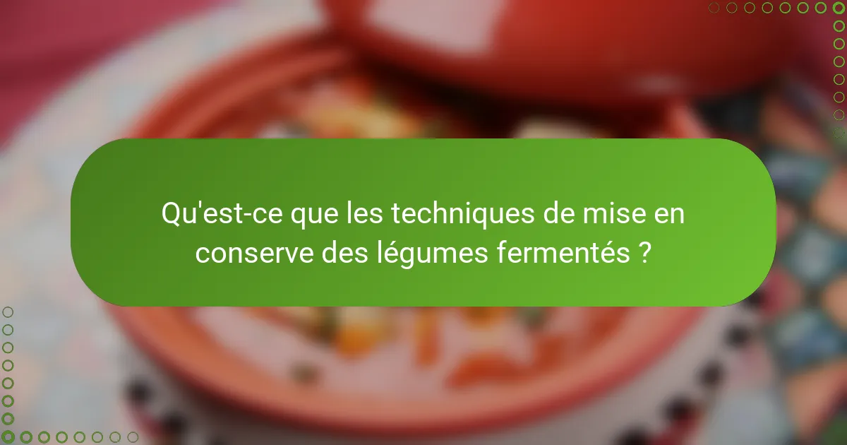 Qu'est-ce que les techniques de mise en conserve des légumes fermentés ?
